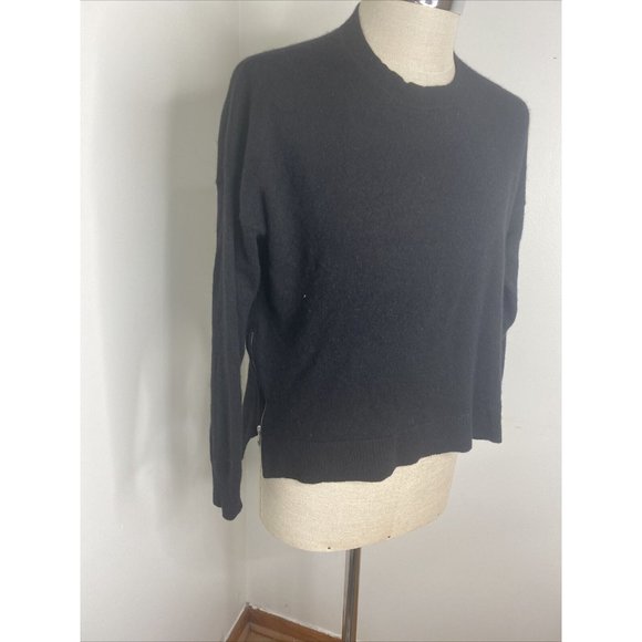 C By Bloomingdales Sweater Cashmere Crew Neck Black Size XL Size Zippers - Picture 4 of 7
